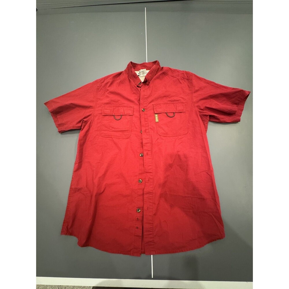 Columbia Mens Fishing Shirt Red Short Sleeve Sz Med